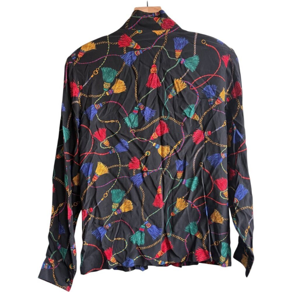 Vintage Talbots Silk Button Up Blouse Size 8 Vintage Shoulder Pads Placket - Picture 5 of 5